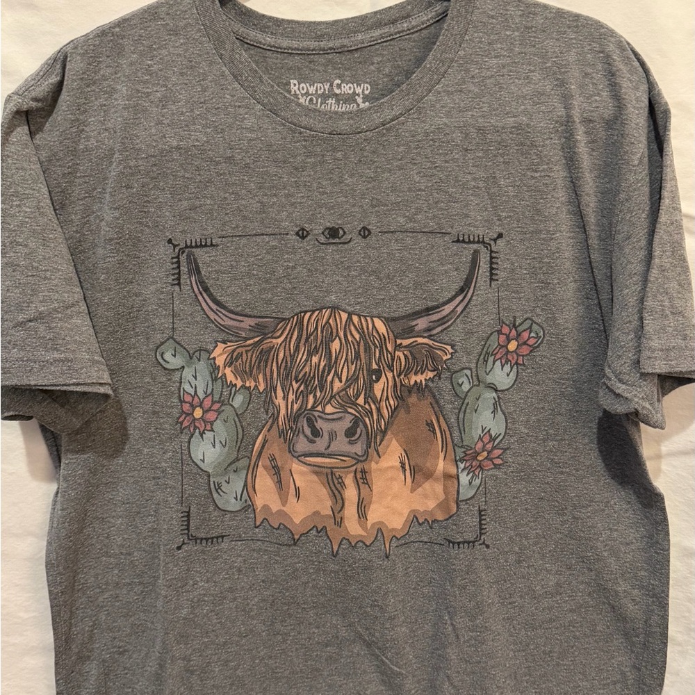 Rowdy Crowd Gray Highland Cow Women's Tee